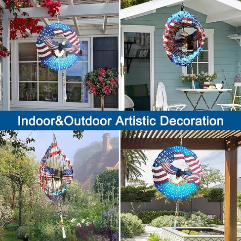 Mandala Wind Spinners Outdoor with Gazing Ball Spiral Tail, Artoroma Stainless Steel 3D Kinetic 10 Inch Garden Decor for Patio, Home or Yard Decorations Outdoor Hanging Yard Art, Metal Wind Sculpture in Saudi Arabia