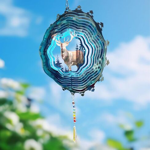 Mandala Wind Spinners Outdoor with Gazing Ball Spiral Tail, Artoroma Stainless Steel 3D Kinetic 10 Inch Garden Decor for Patio, Home or Yard Decorations Outdoor Hanging Yard Art, Metal Wind Sculpture in Saudi Arabia