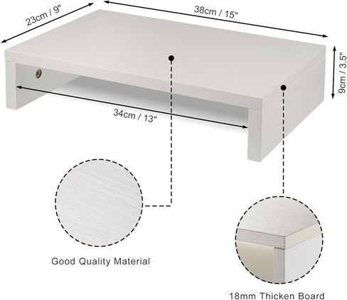 حامل شاشة مزدوج، حامل شاشة مزدوج للمكتب، حامل شاشة كمبيوتر لشاشتين/كمبيوتر محمول/كمبيوتر شخصي طبيعي حامل خشبي لسطح المكتب (طبقة واحدة طبيعية) in Kuwait