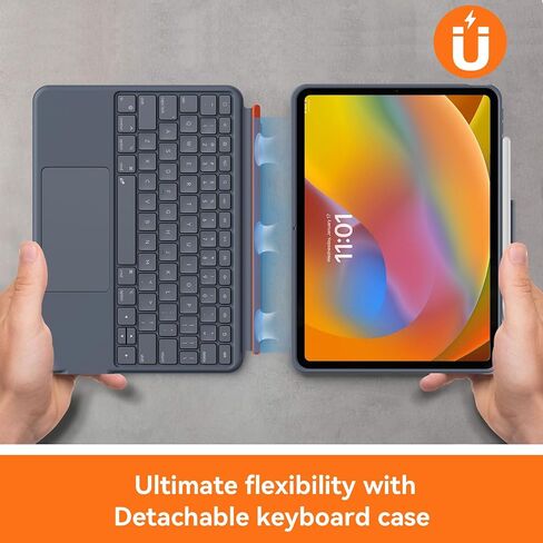 Case with Keyboard Compatible for iPad Pro 12.9-inch (6th, 5th, 4th Gen): Bluetooth Wireless Detachable Magnetic Stand Rechargeable Keyboard with Removable Cover with Trackpad, White Backlit (Orange) in Saudi Arabia
