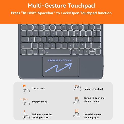 Case with Keyboard Compatible for iPad Pro 12.9-inch (6th, 5th, 4th Gen): Bluetooth Wireless Detachable Magnetic Stand Rechargeable Keyboard with Removable Cover with Trackpad, White Backlit (Orange) in Saudi Arabia