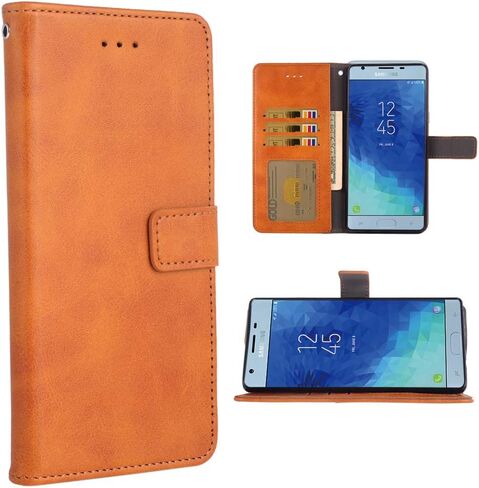 Phone Case for Samsung Galaxy J3 Orbit J 3 Star 2018 3J Achieve Folio Flip Wallet Case,PU Leather Credit Card Holder Slots Full Body Protection Kickstand Protective Phone Cover for Glaxay SM J337A in Saudi Arabia