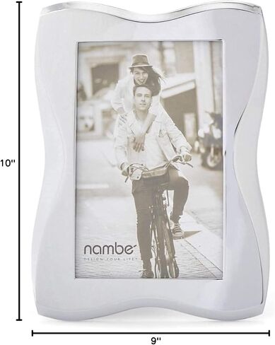 Nambe Bella Picture Frame, 4" x 6" | Photo Frame with Tempered Glass | Vintage and Contemporary Design | Tabletop Display Family, Friends, Wedding Gift, Home Office Décor | Chrome Plate and Glass in Saudi Arabia
