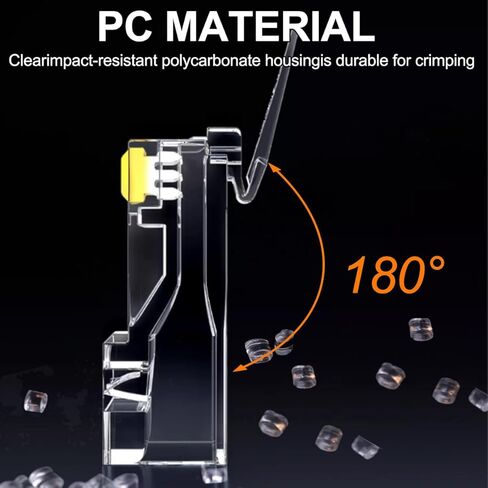 Cat6 RJ45 Ends, Cat6/Cat5e RJ45 Pass Through Connectors, Transparent Ethernet Cable Crimp Connectors UTP Network Plug with End Covers - 60set in Saudi Arabia