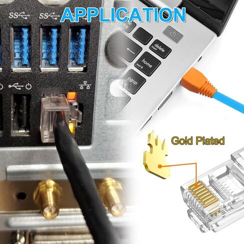 Cat6 RJ45 Ends, Cat6/Cat5e RJ45 Pass Through Connectors, Transparent Ethernet Cable Crimp Connectors UTP Network Plug with End Covers - 60set in Saudi Arabia