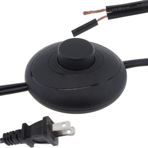 6Ft Floor Foot Pedal Push Switch Inline Lamp Light On-Off Control with Wire Plug(1.8m, White) in Kuwait