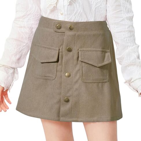 Century Star Skirts for Girls Corduroy Short Mini Skirt Plaid Skirt High Waist Uniform Skirts for Girls A-line Short in Kuwait