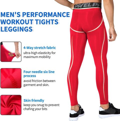 Queerier Men's Compression Pants Running Tights Pockets Sports Spandex Leggings Workout Cycling Athletic Thermal Pant in Saudi Arabia
