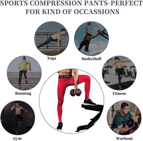 Queerier Men's Compression Pants Running Tights Pockets Sports Spandex Leggings Workout Cycling Athletic Thermal Pant in Saudi Arabia