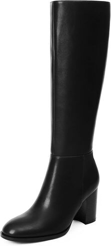 Womens Knee High Brown Boots Round Toe Block Heel Tall Boots Womens Fall boots for Women Size 8 in Saudi Arabia