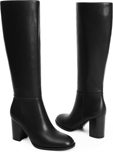 Womens Knee High Brown Boots Round Toe Block Heel Tall Boots Womens Fall boots for Women Size 8 in Saudi Arabia