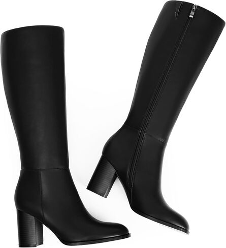 Womens Knee High Brown Boots Round Toe Block Heel Tall Boots Womens Fall boots for Women Size 8 in Saudi Arabia