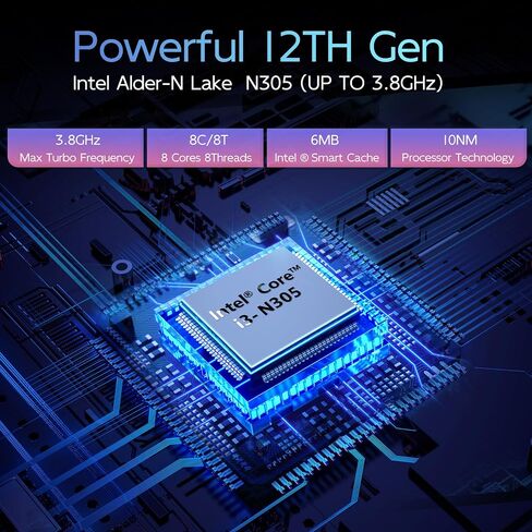 MOREFINE M9S Mini PC,12th Gen Alder Lake N305 (Up to 3.8GHz), Mini Desktop Computers with 16GB DDR5 RAM 1TB M.2 NVMe SSD, Mini Computers Support 4K Triple Display/WiFi 6/BT 5.2 for Home and Office in Saudi Arabia