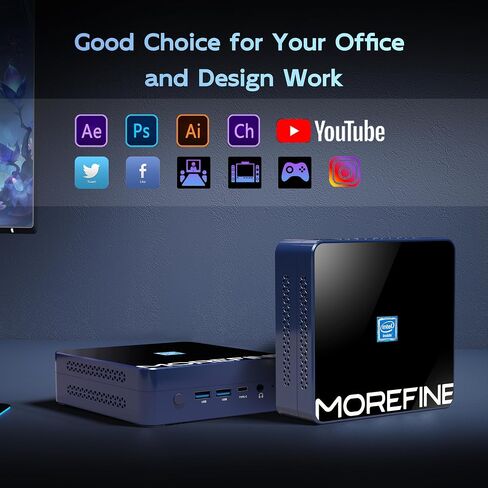 MOREFINE M9S Mini PC,12th Gen Alder Lake N305 (Up to 3.8GHz), Mini Desktop Computers with 16GB DDR5 RAM 1TB M.2 NVMe SSD, Mini Computers Support 4K Triple Display/WiFi 6/BT 5.2 for Home and Office in Saudi Arabia