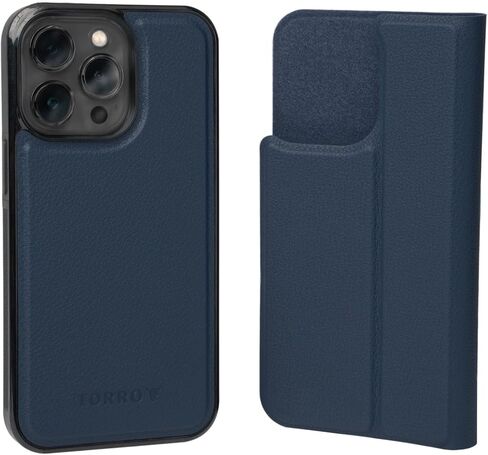 TORRO Leather Case Compatible with iPhone 14 Pro – Genuine Leather Bumper Case with Magnetically Detachable Cover with Kickstand (Black) in Saudi Arabia