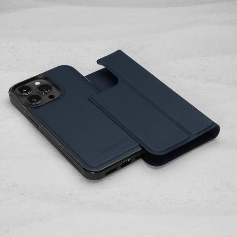 TORRO Leather Case Compatible with iPhone 14 Pro – Genuine Leather Bumper Case with Magnetically Detachable Cover with Kickstand (Black) in Saudi Arabia