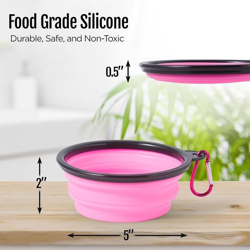 5ft Dog Leash, Dog Collars, Poop Bag Dispenser, & Collapsible Dog Bowls. Rope Leash for Small Dogs, with Heavy Duty Nylon Rope. (Small Pink) in Saudi Arabia