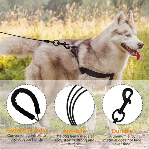 6 Feet Heavy Duty Dog Leash Super Strong Special Stainless Steel Alloy Metal Wire, Soft Foam Double Handle Water and Chew Proof Sturdy Hand Protection in Saudi Arabia