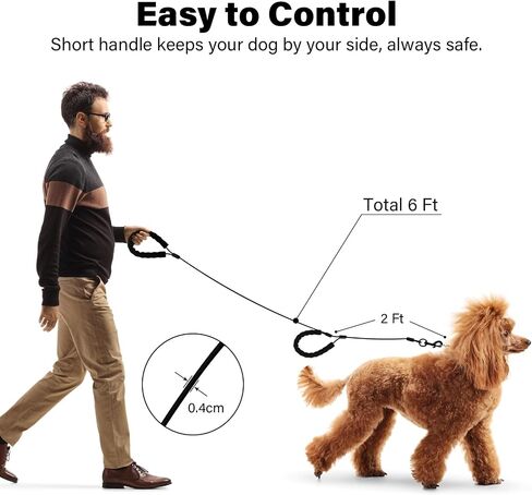 6 Feet Heavy Duty Dog Leash Super Strong Special Stainless Steel Alloy Metal Wire, Soft Foam Double Handle Water and Chew Proof Sturdy Hand Protection in Saudi Arabia