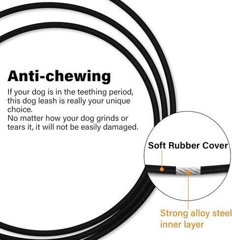 6 Feet Heavy Duty Dog Leash Super Strong Special Stainless Steel Alloy Metal Wire, Soft Foam Double Handle Water and Chew Proof Sturdy Hand Protection in Saudi Arabia