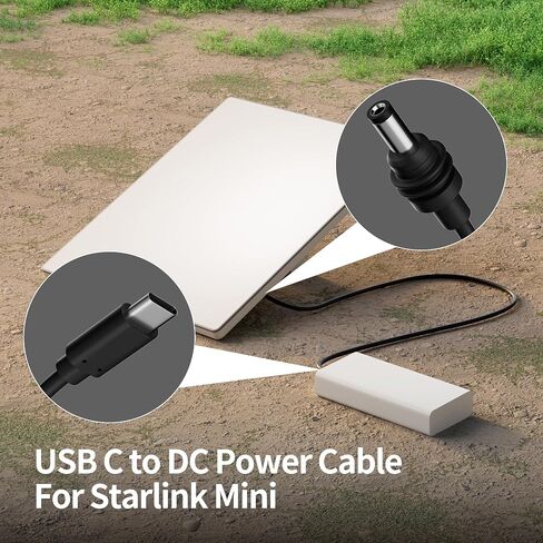 لكابل الطاقة Starlink Mini بطول 2 متر/6.5 قدم مقاوم للماء متوافق مع كابل شحن الطاقة Starlink Mini DC في الهواء الطلق لملحقات سلك الطاقة Starlink in Saudi Arabia