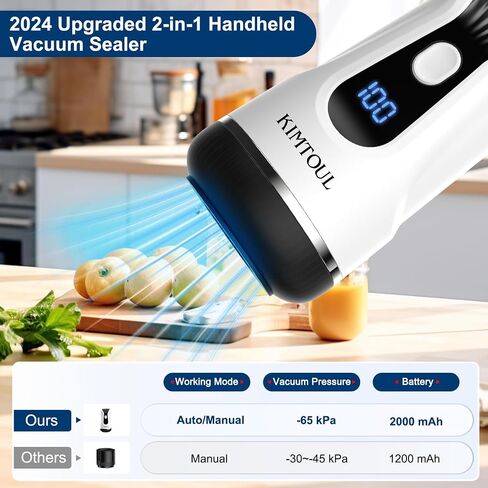 Electric Mason Jar Vacuum Sealer - Handheld Vacuum Sealer for Mason Jars, Upgraded 2 in 1 Portable Vacuum Sealer for Food Storage, Multifunctional for Vacuuming and Inflating in Saudi Arabia