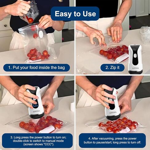 Electric Mason Jar Vacuum Sealer - Handheld Vacuum Sealer for Mason Jars, Upgraded 2 in 1 Portable Vacuum Sealer for Food Storage, Multifunctional for Vacuuming and Inflating in Saudi Arabia