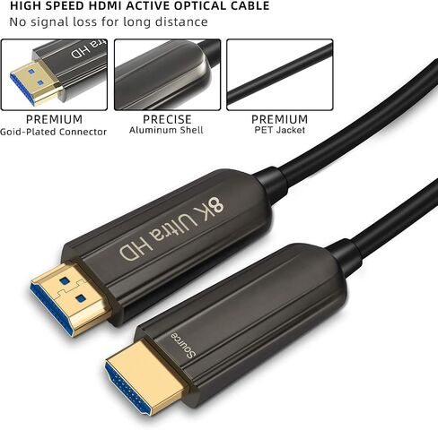 8K HDMI Fiber Optic Cable 100ft,High Speed HDMI 2.1 Cable Support with 18Gbps,Dynamic HDR10,eARC,HDCP2.2 in Kuwait