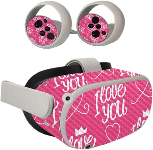 Carbon Fiber VR Skin Compatible with Oculus Quest 2 - Love and Stuff - Premium 3M Vinyl Protective Wrap Decal Cover - Easy to Apply | Crafted in The USA by MightySkins in Saudi Arabia