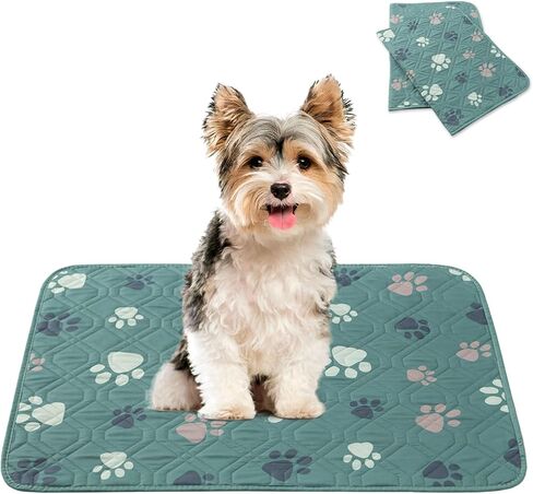 وسادات تبول للكلاب قابلة للغسل وقابلة لإعادة الاستخدام، وسادات تدريب مضادة للانزلاق للكلاب الصغيرة (أخضر داكن، 45.7 سم × 60.96 سم) in Kuwait