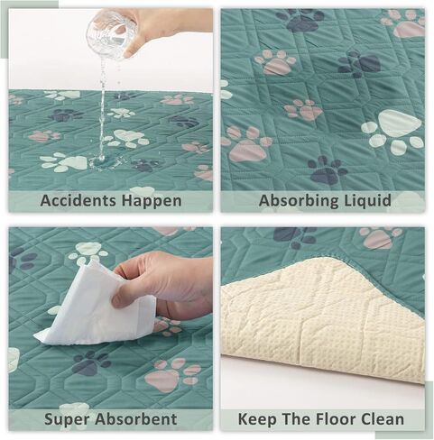وسادات تبول للكلاب قابلة للغسل وقابلة لإعادة الاستخدام، وسادات تدريب مضادة للانزلاق للكلاب الصغيرة (أخضر داكن، 45.7 سم × 60.96 سم) in Kuwait