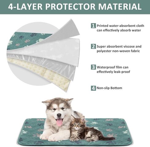 وسادات تبول للكلاب قابلة للغسل وقابلة لإعادة الاستخدام، وسادات تدريب مضادة للانزلاق للكلاب الصغيرة (أخضر داكن، 45.7 سم × 60.96 سم) in Kuwait