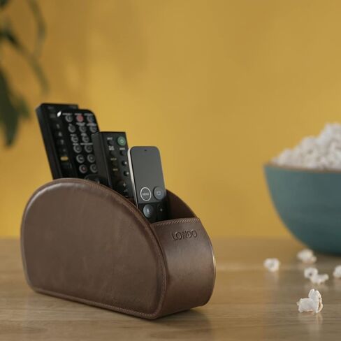 Londo Remote Control Holder with 5 Pockets - Store DVD, Blu-Ray, TV, Roku or Apple TV Remotes - PU Leather with Suede Lining - Slim, Compact Living or Bedroom Storage in Saudi Arabia
