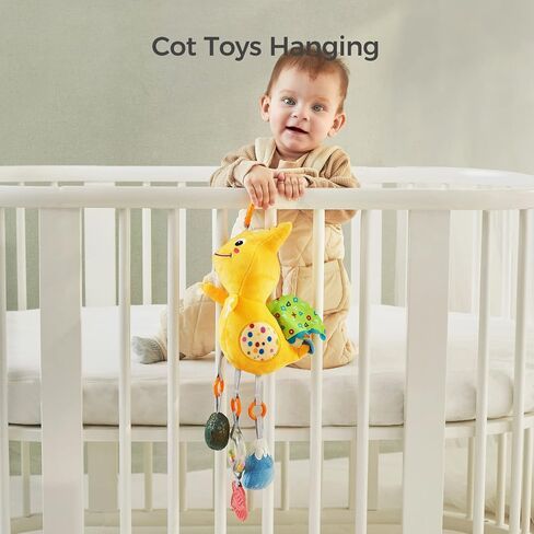 TUMAMA Dinosaur Plush Toy with Wind Chime, Car Seat Stroller Stroller Crib Hanging Toys, Baby Toys for 0 3 6 9 12 Months in Kuwait