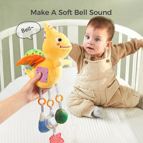 TUMAMA Dinosaur Plush Toy with Wind Chime, Car Seat Stroller Stroller Crib Hanging Toys, Baby Toys for 0 3 6 9 12 Months in Kuwait