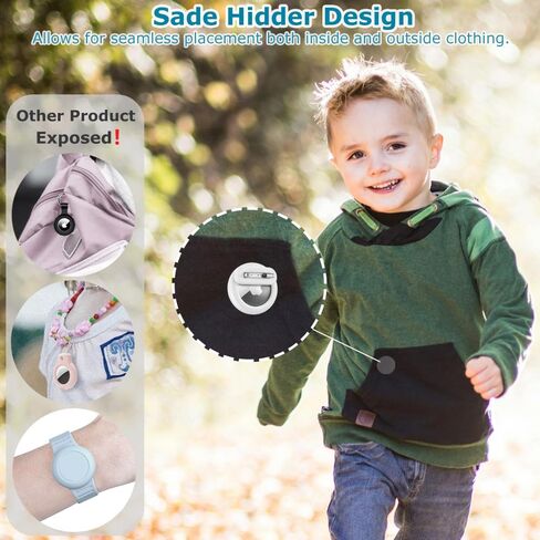 Air Tag Holder for Kids (3 Pack), Airtag Tracker for Kids, AirTag Kids Hidden Case with Pin, Suitable for Kids, Elderly, Clothing, Luggage- Blue, Black, White in Saudi Arabia
