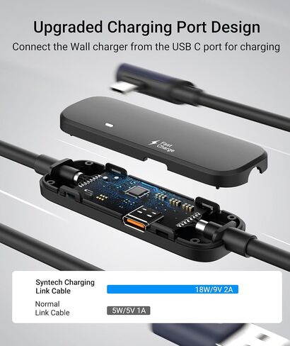 Syntech VR Charging Link Cable 16FT Compatible with Meta Quest 3/Oculus Quest 2 Accessories, USB 3.0 Link Cable with Extra Charging Port, for PC/SteamVR and Extended Gameplay in Saudi Arabia
