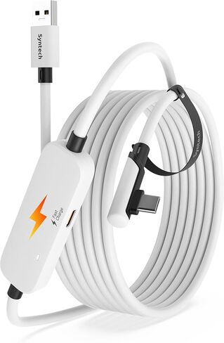 Syntech VR Charging Link Cable 16FT Compatible with Meta Quest 3/Oculus Quest 2 Accessories, USB 3.0 Link Cable with Extra Charging Port, for PC/SteamVR and Extended Gameplay in Saudi Arabia