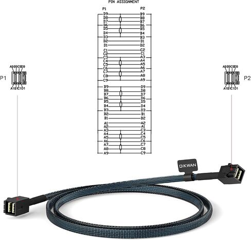 كابل OIKWAN داخلي Mini SAS HD SFF-8643 إلى Mini SAS SFF-8087، كابل Mini SAS HD داخلي متوافق مع وحدة تحكم RAID أو PCI Express (3.3 قدم/1 متر) in Kuwait