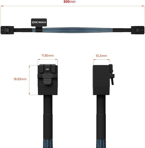 كابل OIKWAN داخلي Mini SAS HD SFF-8643 إلى Mini SAS SFF-8087، كابل Mini SAS HD داخلي متوافق مع وحدة تحكم RAID أو PCI Express (3.3 قدم/1 متر) in Kuwait