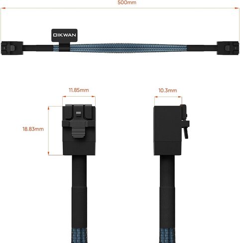 كابل OIKWAN داخلي Mini SAS HD SFF-8643 إلى Mini SAS SFF-8087، كابل Mini SAS HD داخلي متوافق مع وحدة تحكم RAID أو PCI Express (3.3 قدم/1 متر) in Kuwait