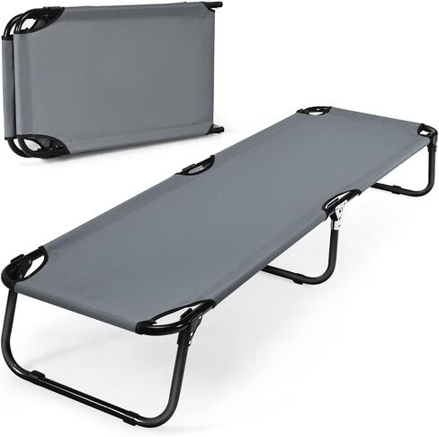 Tangkula Folding Camping Cot, Portable Camping Bed with Steel Frame, Elevated Travel Military Portable Cots Bed for Adults Kids, Indoor Outdoor Foldable Sleeping Cot for Nap, Beach, Hiking, Camping in Saudi Arabia