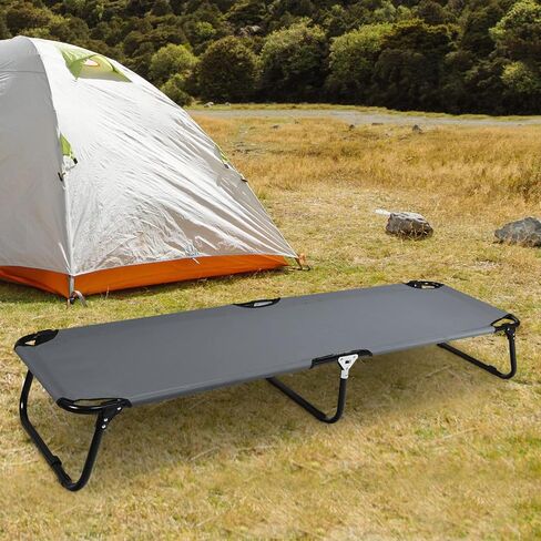 Tangkula Folding Camping Cot, Portable Camping Bed with Steel Frame, Elevated Travel Military Portable Cots Bed for Adults Kids, Indoor Outdoor Foldable Sleeping Cot for Nap, Beach, Hiking, Camping in Saudi Arabia