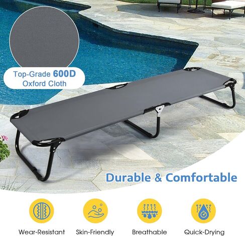 Tangkula Folding Camping Cot, Portable Camping Bed with Steel Frame, Elevated Travel Military Portable Cots Bed for Adults Kids, Indoor Outdoor Foldable Sleeping Cot for Nap, Beach, Hiking, Camping in Saudi Arabia