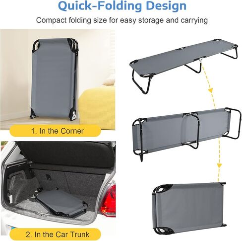 Tangkula Folding Camping Cot, Portable Camping Bed with Steel Frame, Elevated Travel Military Portable Cots Bed for Adults Kids, Indoor Outdoor Foldable Sleeping Cot for Nap, Beach, Hiking, Camping in Saudi Arabia