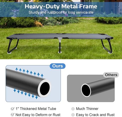 Tangkula Folding Camping Cot, Portable Camping Bed with Steel Frame, Elevated Travel Military Portable Cots Bed for Adults Kids, Indoor Outdoor Foldable Sleeping Cot for Nap, Beach, Hiking, Camping in Saudi Arabia