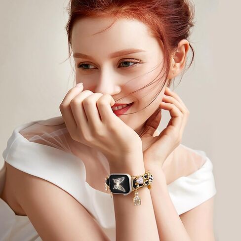 Stylish Metal Band Compatible with Apple Watch Bands for Women 40mm 38mm 41mm 44mm 42mm 45mm 46mm,Pretty Chain Strap with Apple Watch Accessories Charms for iWatch Bands Series 10 9 8 7 6 5 4 3 2 1 SE in Saudi Arabia