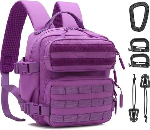 9L Mini Tactical Backpack Men Women Small Assault Rucksack Water-proof GYM Hiking Bug Out Bag with molle attachments (Pink) in Kuwait