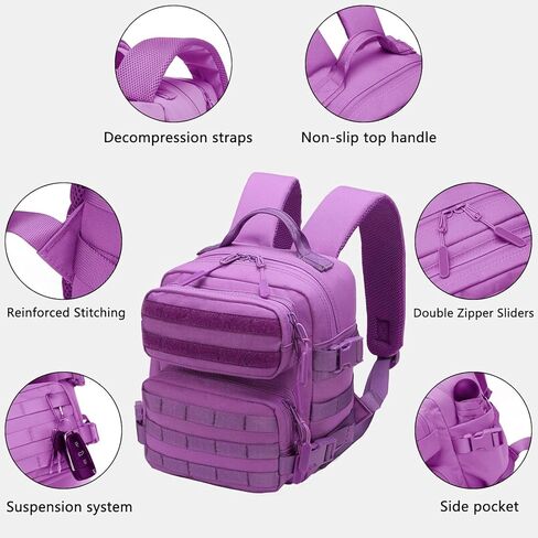 9L Mini Tactical Backpack Men Women Small Assault Rucksack Water-proof GYM Hiking Bug Out Bag with molle attachments (Pink) in Kuwait