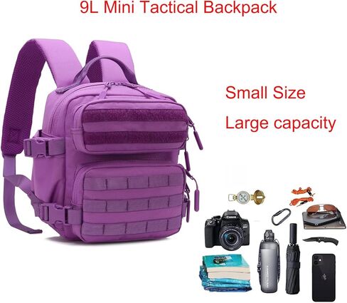 9L Mini Tactical Backpack Men Women Small Assault Rucksack Water-proof GYM Hiking Bug Out Bag with molle attachments (Pink) in Kuwait